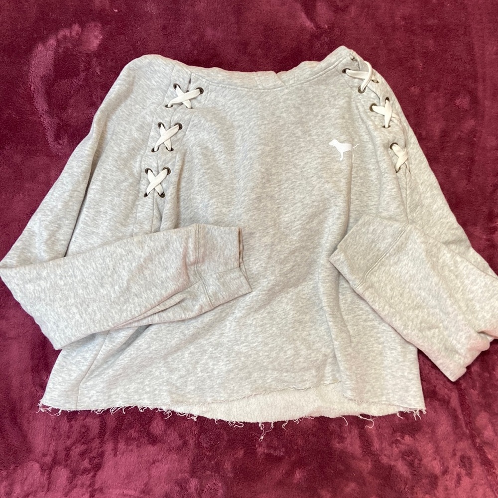 VICTORIAS SECRET PINK Cropped Distressed Hoodie